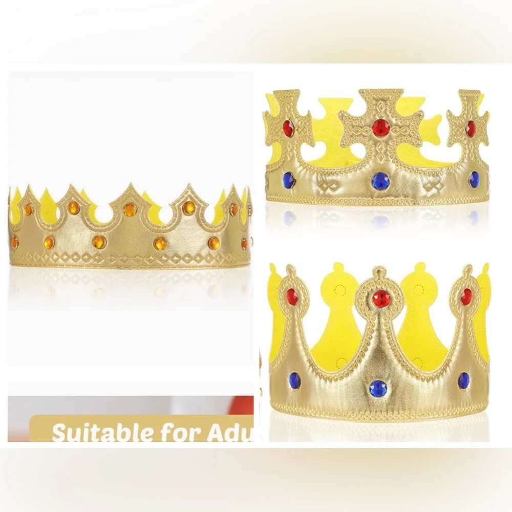 Adult & Youth Unisex Gild Cloth & Regal Rhinestone Crowns For Kings & Queens